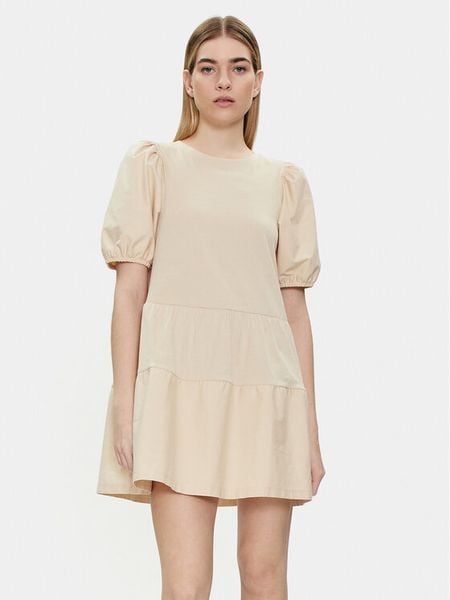 Brave Soul Sukienka letnia LDRJ-544AMIEST Beżowy Straight Fit. Brązowe sukienki damskie Brave Soul, na lato, l, bez wzorów, z bawełny, bez kołnierzyka, bez ramiączek. Za 79.99 zł.