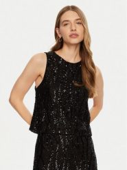 Imperial Top R9990034S Czarny Regular Fit. Czarne topy damskie Imperial, s, bez wzorów, z syntetyku, bez kołnierzyka, bez ramiączek. Za 259.99 zł.