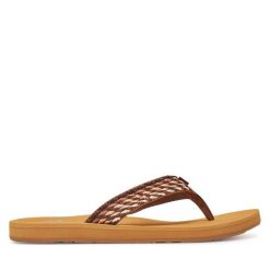 Japonki Roxy. Brązowe obuwie sportowe damskie Roxy, bez wzorów, bez zapięcia. Za 89.99 zł.