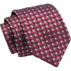 Klasyczny Krawat, Granatowo-Bordowy w Figury Geometryczne, Męski, 7cm -Angelo di Monti. Czerwone krawaty i muchy Angelo di Monti, bez wzorów, z tkaniny, eleganckie. Za 45.00 zł.