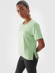 4F Koszulka treningowa oversize szybkoschnąca damska - zielona S. Zielone koszulki sportowe damskie 4F, s, bez wzorów, z dzianiny, bez ramiączek, na fitness i siłownię. W wyprzedaży za 59.99 zł.
