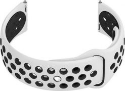 Pasek gumowy do smartwatch U11 - biały/czarny - 20mm. Białe zegarki smartwatch NoName, bez wzorów, z gumy. Za 28.09 zł.
