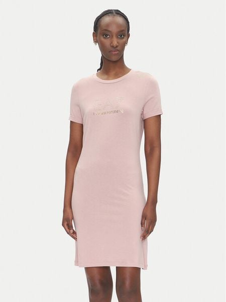 EA7 Emporio Armani Sukienka codzienna 7W000478 AF12500 U4079 Różowy Regular Fit. Czerwone sukienki damskie EA7 Emporio Armani, na co dzień, s, bez wzorów, z bawełny, bez kołnierzyka, bez ramiączek, proste. Za 259.99 zł.