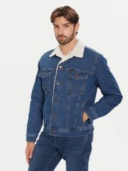 Wrangler Kurtka jeansowa Sherpa Classic 112371440 Niebieski Regular Fit. Niebieskie kurtki męskie Wrangler, m, bez wzorów, z bawełny, bez kaptura. Za 599.00 zł.