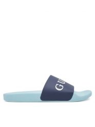 Guess Klapki F5GZ06 BB00F Granatowy. Niebieskie klapki męskie Guess, z aplikacjami, z tworzywa sztucznego, bez zapięcia. Za 109.99 zł.