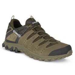 Półbuty trekkingowe Aku Alterra Lite GTX Camo Green/Black nieprzemakalne. Zielone buty zimowe męskie Aku, bez wzorów, bez obcasa, bez zapięcia. W wyprzedaży za 689.00 zł.