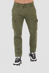AERONAUTICA MILITARE Zielone męskie spodnie bojówki. Zielone spodnie materiałowe męskie Aeronautica Militare, bez wzorów, z bawełny. W wyprzedaży za 629.99 zł.
