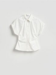 Taliowana koszula - biały. Białe koszule damskie Reserved, l, bez wzorów, z bawełny, bez kołnierzyka, bez ramiączek. Za 109.99 zł.