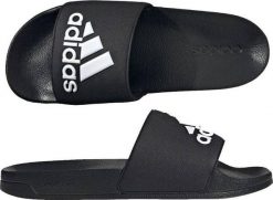 Adidas Klapki adidas Adilette Shower GZ3779 GZ3779 czarny 39. Czarne klapki męskie Adidas, bez wzorów, bez zapięcia. Za 100.49 zł.