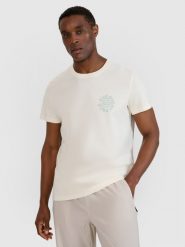 4F T-shirt regular z nadrukiem męski - biały XXL. Białe t-shirty męskie 4F, m, bez wzorów, z bawełny, bez kołnierzyka, bez ramiączek. Za 59.99 zł.