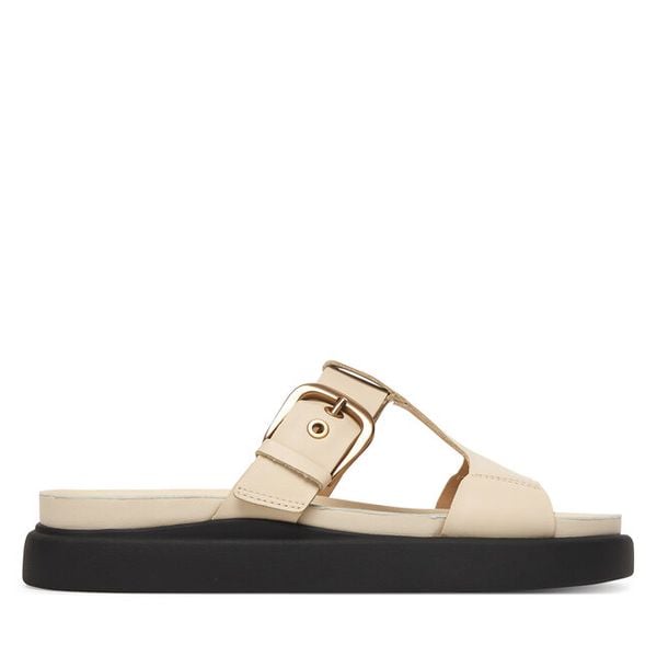 Klapki Clarks. Białe klapki damskie Clarks, bez wzorów, bez obcasa, bez zapięcia. Za 367.99 zł.