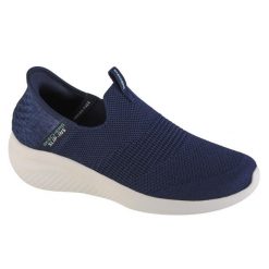 Buty sportowe Sneakersy damskie, Skechers Ultra Flex 3.0 Smooth Step Slip-ins. Czarne obuwie sportowe damskie Skechers, bez wzorów, bez zapięcia, trekkingowe. Za 349.99 zł.