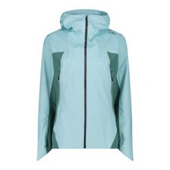 Kurtka przeciwdeszczowa damska CMP. Niebieskie kurtki sportowe damskie CMP, bez wzorów, bez ramiączek, bez kaptura, trekkingowe. Za 299.99 zł.