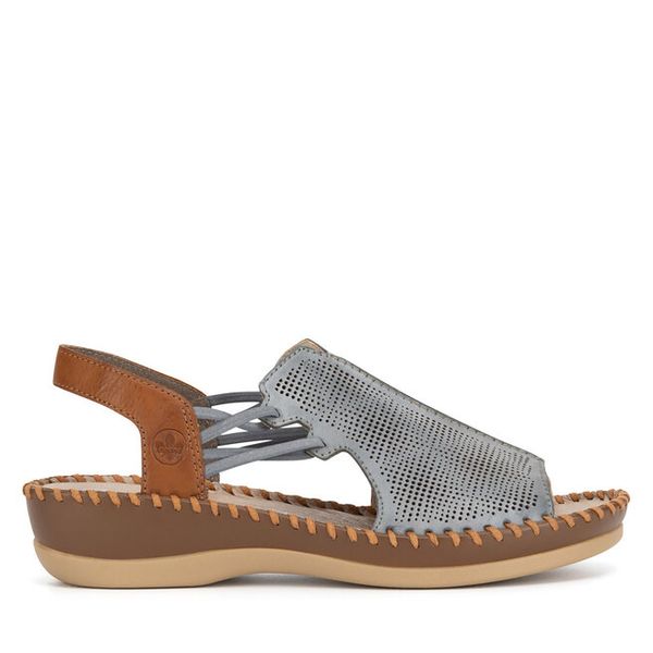 Sandały Rieker. Brązowe sandały damskie Rieker, bez wzorów, bez obcasa, na koturnie, bez zapięcia. Za 269.99 zł.