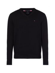 Tommy Hilfiger Sweter z dodatkiem kaszmiru Mężczyźni Bawełna czarny, L. Czarne swetry męskie Tommy Hilfiger, l, bez wzorów, z bawełny, bez kołnierzyka, bez ramiączek. Za 429.95 zł.