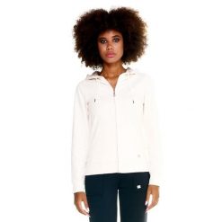 Damska bluza Leone z kapturem Basic zapinanym na zamek na całej długości. Białe bluzy damskie LEONE 1947 APPAREL, l, bez wzorów, z tkaniny, sportowe, bez ramiączek, z kapturem. W wyprzedaży za 167.70 zł.
