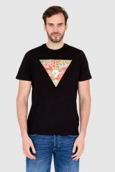 GUESS T-shirt czarny slim fit. Czarne t-shirty męskie Guess, l, z aplikacjami, bez kołnierzyka, bez ramiączek. W wyprzedaży za 106.99 zł.
