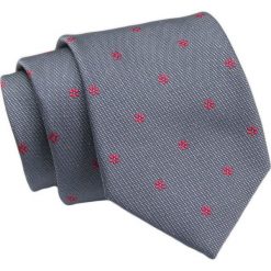 Klasyczny Krawat, Granatowy w Czerwone Kwiatki, Męski, 7cm -Angelo di Monti. Czerwone krawaty i muchy Angelo di Monti, bez wzorów, z tkaniny, eleganckie. Za 45.00 zł.