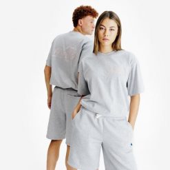 Koszulka z grafiką unisex Relax. Szare bluzki damskie Decathlon, xl, bez wzorów, z bawełny, bez kołnierzyka, bez ramiączek. Za 89.99 zł.