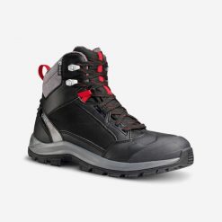 Buty turystyczne męskie Quechua SH500 mountain Mid wodoodporne. Czarne buty zimowe męskie QUECHUA, na zimę, bez wzorów, bez obcasa, bez zapięcia. W wyprzedaży za 199.99 zł.