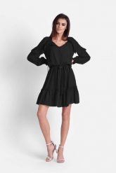 Czarna Zwiewna Szyfonowa Sukienka w Stylu Boho. Czarne sukienki damskie Ivon, xs, bez wzorów, z materiału, boho, bez kołnierzyka, bez ramiączek. Za 239.90 zł.