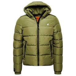 Kurtka z kapturem Superdry Sports. Zielone kurtki męskie Superdry, s, z aplikacjami, z materiału, klasyczne, z kapturem. Za 426.65 zł.