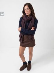 Gładki szalik z domieszką wełny - brązowy. Brązowe szaliki damskie Sinsay, bez wzorów, z wełny. Za 25.99 zł.