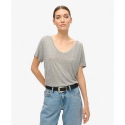 T-shirt Studios Slub Emb Vee Tee od SUPERDRY. Szare t-shirty damskie Superdry, bez wzorów, eleganckie, bez kołnierzyka, bez ramiączek. Za 113.60 zł.
