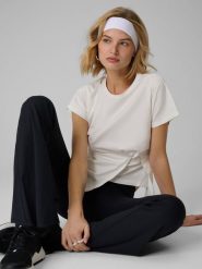 4F T-shirt slim z marszczeniem damski - biały L. Białe t-shirty damskie 4F, l, bez wzorów, z dzianiny, klasyczne, bez kołnierzyka, bez ramiączek. Za 89.99 zł.
