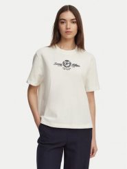 Tommy Hilfiger T-Shirt Crest WW0WW48713 Biały Relaxed Fit. Białe t-shirty damskie Tommy Hilfiger, xxs, bez wzorów, z bawełny, bez kołnierzyka, bez ramiączek. Za 249.99 zł.