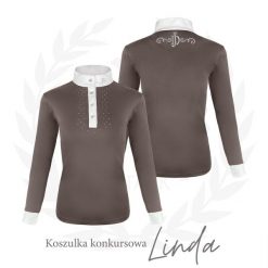 Koszula do jazdy konnej damska JD ATTACK Linda z długim rękawem konkursowa. Niebieskie koszule damskie JD ATTACK, l, z aplikacjami, z elastanu, eleganckie, bez kołnierzyka, bez ramiączek. Za 199.00 zł.