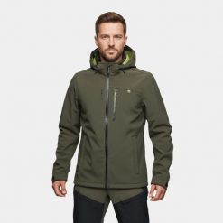 Kurtka softshell męska trekkingowa Alpinus Roignais. Zielone kurtki sportowe męskie Alpinus, na jesień, m, bez wzorów, z elastanu, z kapturem, rowerowe. Za 399.00 zł.
