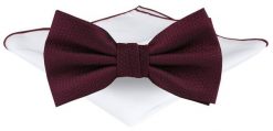 Mucha Męska z Poszetką - Chattier - Bordowa z Mikrostrukturą Tkaniny. Czerwone krawaty i muchy Chattier, bez wzorów, z tkaniny, eleganckie. Za 65.00 zł.