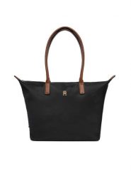 Tommy Hilfiger Torebka Popette Tote AW0AW17711 Czarny. Czarne shopperki damskie Tommy Hilfiger, bez wzorów, z materiału, bez dodatków. Za 339.99 zł.