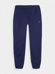 4F Spodnie casual joggery męskie - granatowe M. Niebieskie spodnie materiałowe męskie 4F, bez wzorów, z bawełny. W wyprzedaży za 99.99 zł.