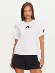 Adidas T-Shirt Z.N.E. JE7857 Biały Regular Fit. Białe t-shirty damskie Adidas, xs, bez wzorów, z bawełny, bez kołnierzyka, bez ramiączek. Za 178.99 zł.