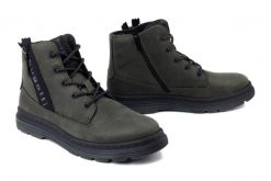 BUGATTI 321-AUC30-1200 7100 dark green, trzewiki męskie. Zielone botki męskie Bugatti, bez wzorów, bez obcasa, bez zapięcia. Za 521.91 zł.