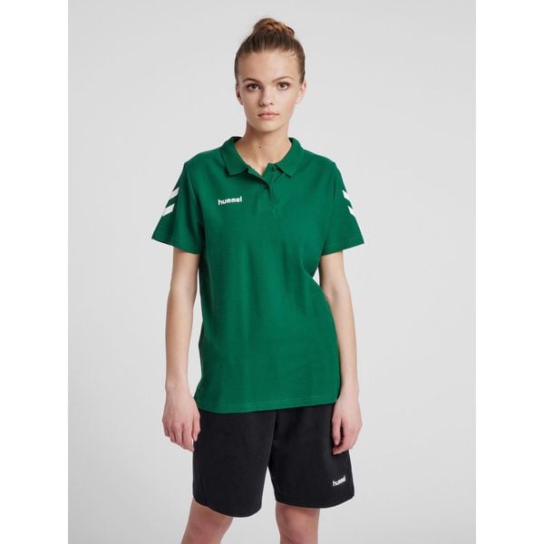 Koszulka tenisowa polo damska Hummel Go Cotton Polo Woman. Zielone bluzki damskie Hummel, xl, bez wzorów, sportowe, bez kołnierzyka, bez ramiączek. Za 136.50 zł.