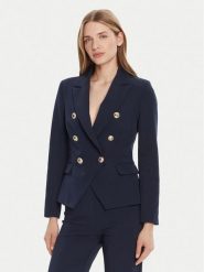 Rinascimento Marynarka CFC0126227003 Granatowy Slim Fit. Niebieskie marynarki i żakiety damskie Rinascimento, bez wzorów, z syntetyku, bez kołnierzyka, bez ramiączek. Za 529.99 zł.