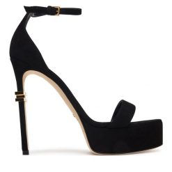 Sandały Elisabetta Franchi. Czarne sandały damskie Elisabetta Franchi, bez wzorów, bez obcasa, na szpilce, bez zapięcia. Za 2,289.00 zł.