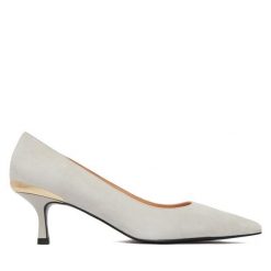 Czółenka LOVE MOSCHINO. Szare czółenka damskie Love Moschino, bez wzorów, bez obcasa, bez zapięcia. Za 906.99 zł.