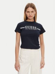 Guess T-Shirt V5GI03 I3Z14 Granatowy Regular Fit. Niebieskie t-shirty damskie Guess, xs, z aplikacjami, z bawełny, bez kołnierzyka, bez ramiączek. Za 99.99 zł.
