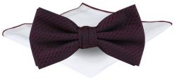 Mucha Męska z Poszetką - Chattier - Bordowa, Mikrowzór. Czerwone krawaty i muchy Chattier, bez wzorów, eleganckie. Za 65.00 zł.
