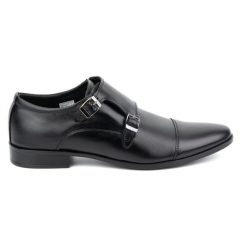 Olivier Skórzane buty wizytowe Monki 306LU czarne. Czarne buty wizytowe męskie bez wzorów, z jeansu, bez obcasa, bez zapięcia. Za 367.89 zł.