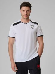 4F Koszulka piłkarska regular szybkoschnąca męska - biała XL. Białe koszulki sportowe męskie 4F, m, bez wzorów, z materiału, bez ramiączek, na fitness i siłownię. Za 129.99 zł.