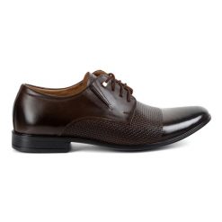 Olivier Buty męskie eleganckie skórzane 302T3 ciemny brąz brązowe. Brązowe buty wizytowe męskie bez wzorów, ze skóry, bez obcasa, bez zapięcia. Za 367.89 zł.