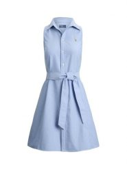 Polo Ralph Lauren Sukienka koszulowa 211968897002 Niebieski jasny Regular Fit. Niebieskie sukienki damskie Polo Ralph Lauren, bez wzorów, z bawełny, bez kołnierzyka, bez ramiączek, koszulowe. Za 989.99 zł.