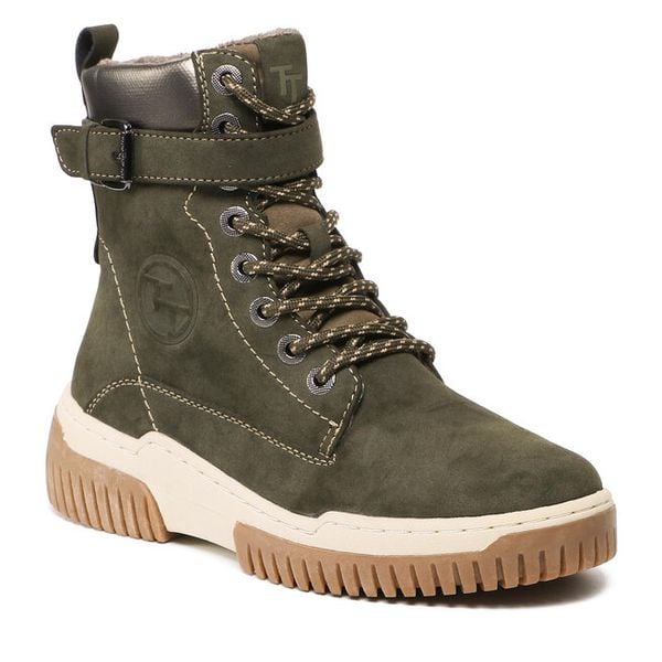Trzewiki Tom Tailor. Zielone botki damskie Tom Tailor, bez wzorów, bez obcasa, na płaskiej podeszwie, bez zapięcia. Za 299.99 zł.