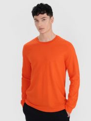 4F Longsleeve oversize gładki męski - pomarańczowy XL. Brązowe koszulki sportowe męskie 4F, m, bez wzorów, z bawełny, bez ramiączek, do koszykówki. W wyprzedaży za 49.99 zł.