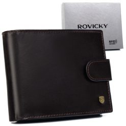 Portfel skórzany Rovicky N992L-RVT-3166 D.BRO c. brązowy. Brązowe portfele męskie ROVICKY, bez wzorów, ze skóry. Za 65.99 zł.